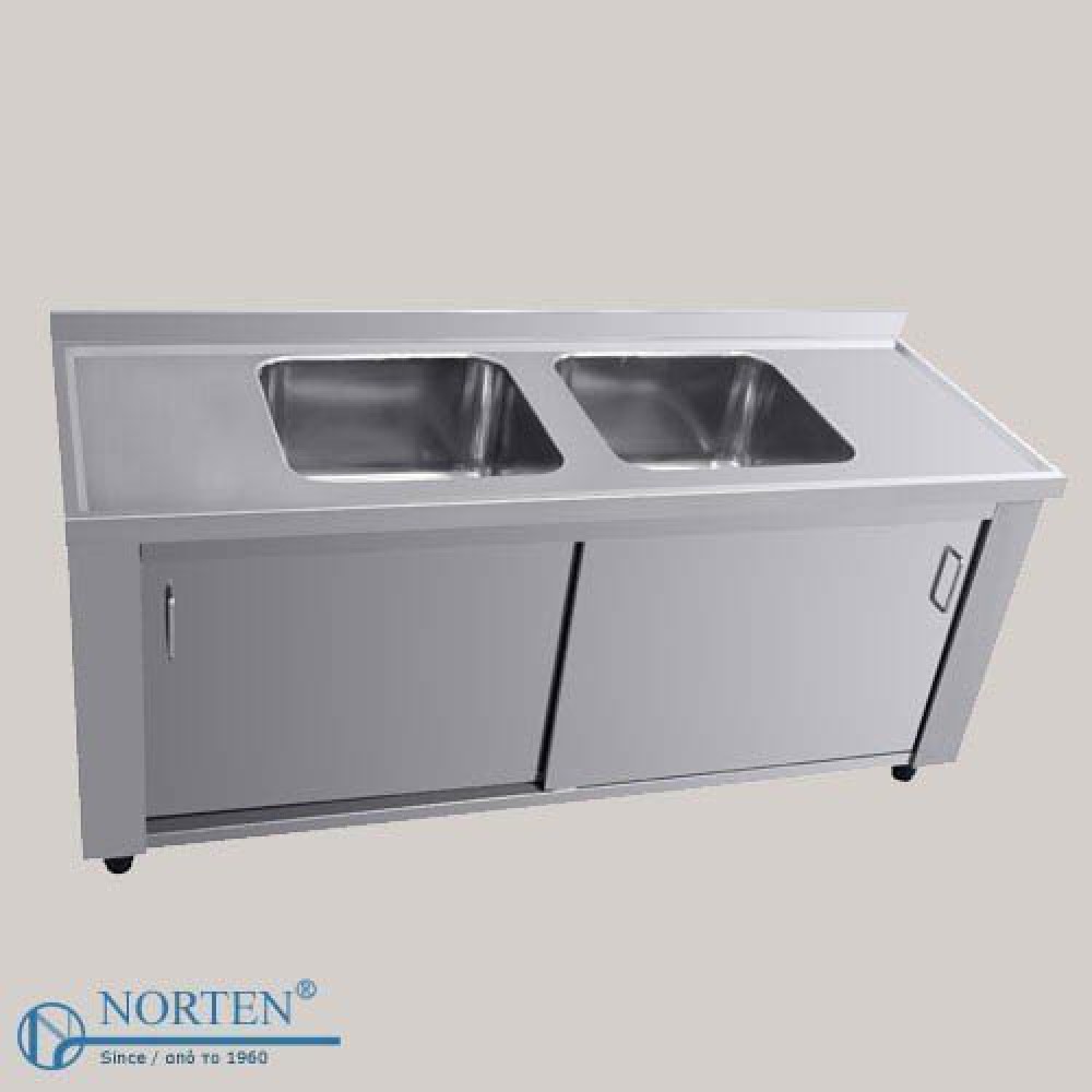 ΛΑΝΤΖΑ 2 ΓΟΥΡΝΕΣ ΜΕ ΣΥΡΟΜΕΝΕΣ ΠΟΡΤΕΣ 240X70X86cm S70-4 ΙΝΟΧ ΚΑΤΑΣΚΕΥΕΣ